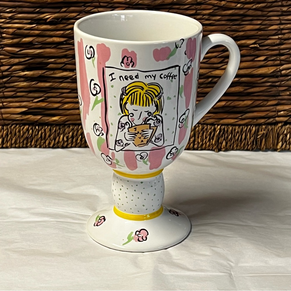 I NEED MY COFFEE Pfaltzgraff Designer Collection Pedestal Cup